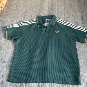 Adidas waffle Polo Teal with White and Gold Accents NWT